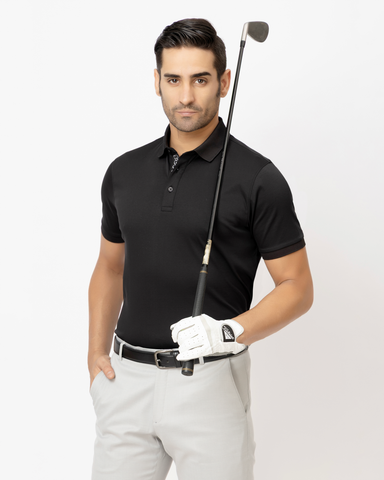 Statement Placket Black Polo