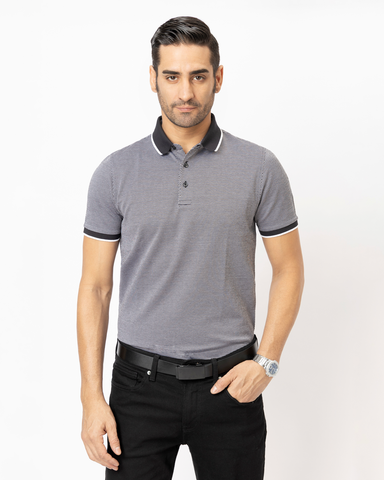 Jacquard Polo in DKNavy